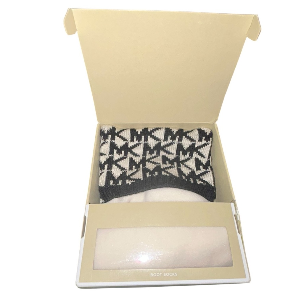 Michael Kors Black and White Patterned Boot Socks